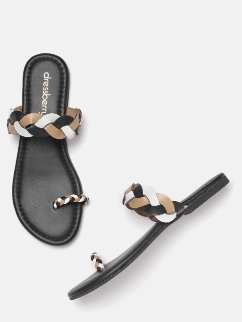 

DressBerry Women Black & Brown Colourblocked One Toe Flats