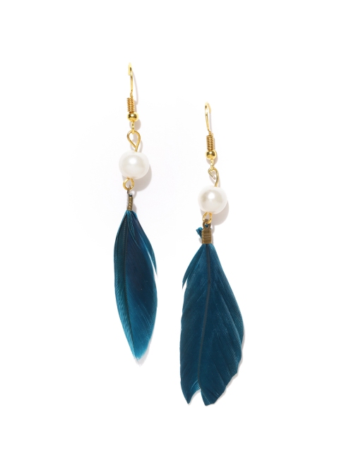 

OOMPH Blue & Blue Feather Shaped Drop Earrings