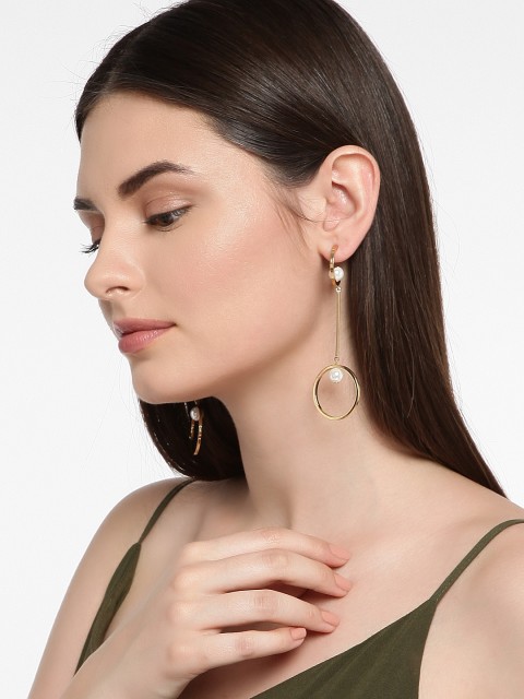 

OOMPH Gold-Toned & Gold-Toned Circular Drop Earrings