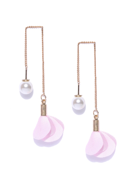 

OOMPH Gold-Plated & Pink Floral Drop Earrings