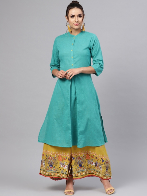

Juniper Women Blue Solid A-Line Kurta