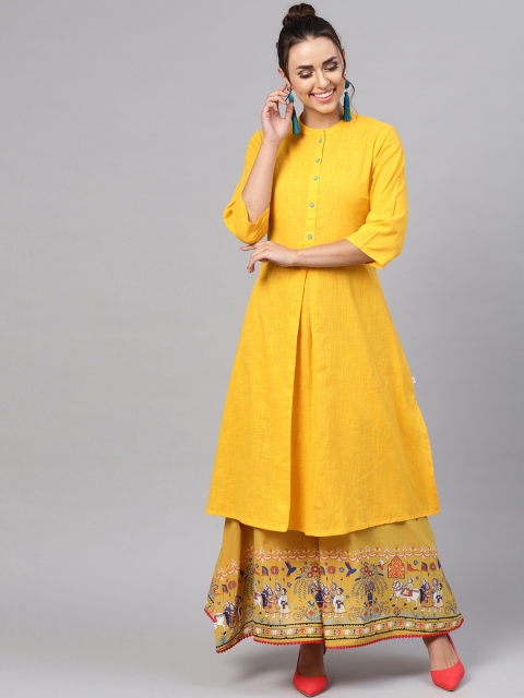 

Juniper Women Yellow Solid A-Line Kurta