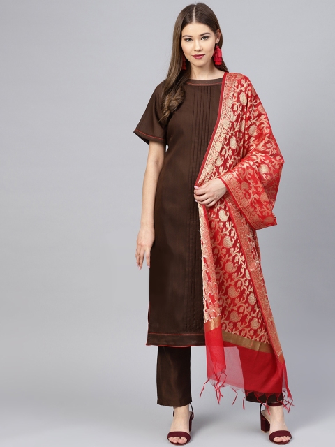 

Inddus Red Banarasi Woven Design Dupatta