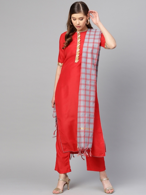 

Inddus Grey Checked Dupatta