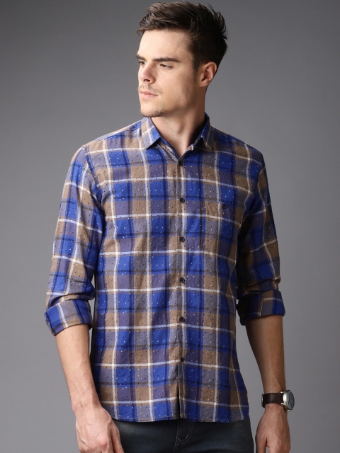 

Bene Kleed Men Blue & Beige Slim Fit Checked Casual Shirt