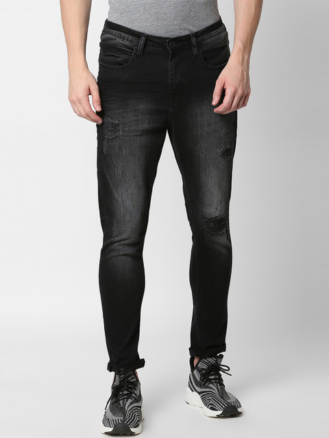 

SKULT by Shahid Kapoor Men Black Skinny Fit Mid-Rise Mildly Distressed Stretchable Jeans