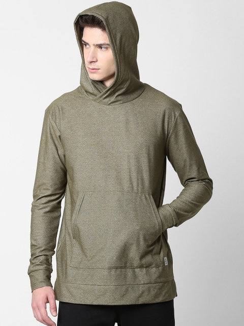 

SKULT by Shahid Kapoor Men Olive Green Solid Hood T-shirt