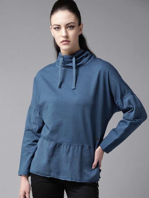 

Roadster Women Blue Solid Sweatshirt