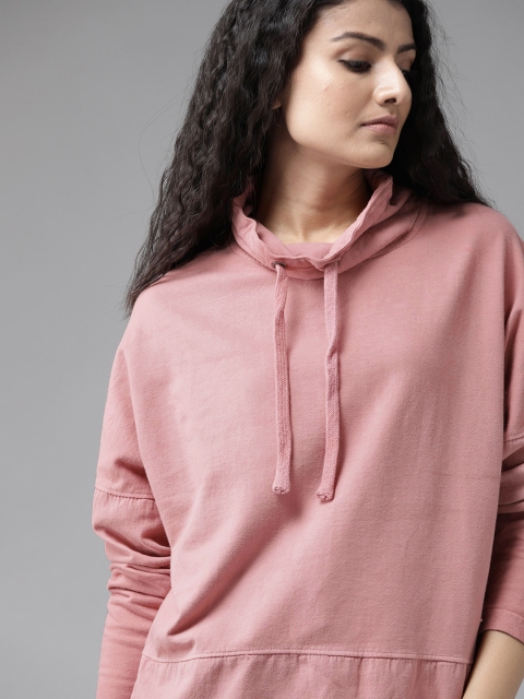 

Roadster Women Pink Solid Pure Cotton Sweatshirt