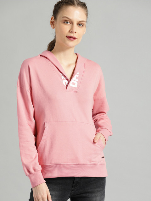 

Roadster Women Pink Solid Hooded Pullover Sweatshirt