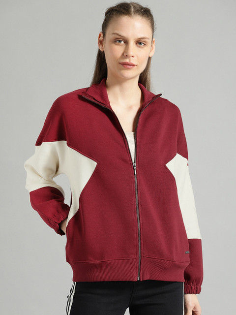 

Roadster Women Maroon & Beige Colourblocked Sweatshirt