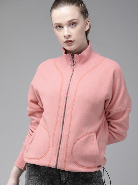 

Roadster Women Pink Solid Sweatshirt