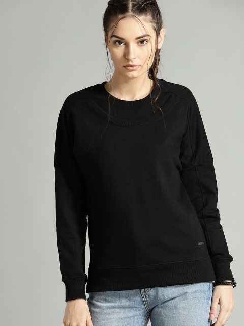 

Roadster Women Black Solid Sweatshirt