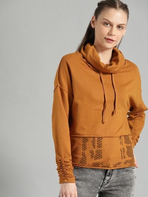 

Roadster Women Mustard Yellow Printed Sweatshirt