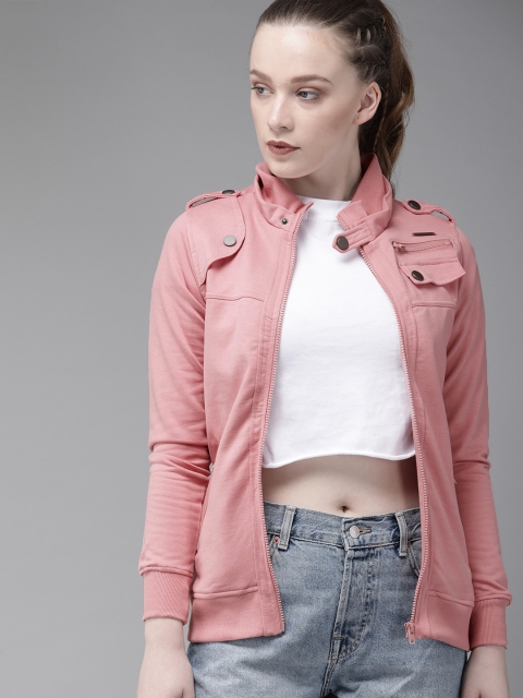 

Roadster Women Pink Solid Sweatshirt