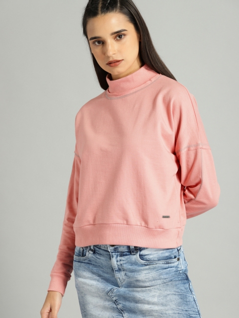 

Roadster Women Pink Solid Sweatshirt