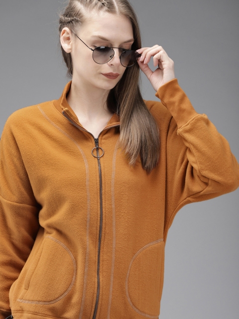 

Roadster Women Mustard Yellow Solid Sweatshirt