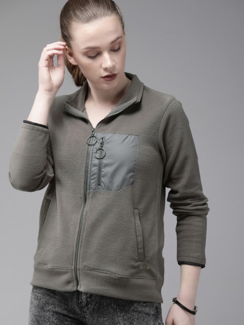 

The Roadster Lifestyle Co Women Charcoal Grey Solid Sweatshirt