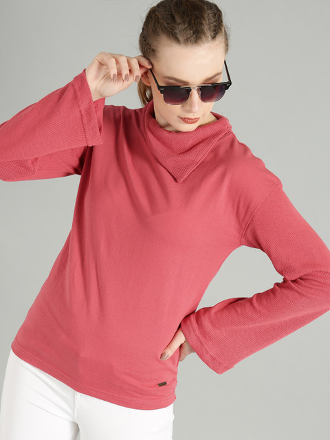 

Roadster Women Pink Solid Sweatshirt