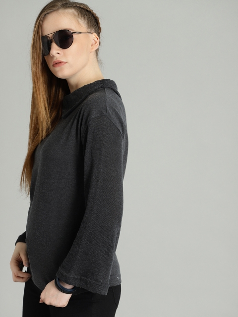 

Roadster Women Grey Solid Sweatshirt