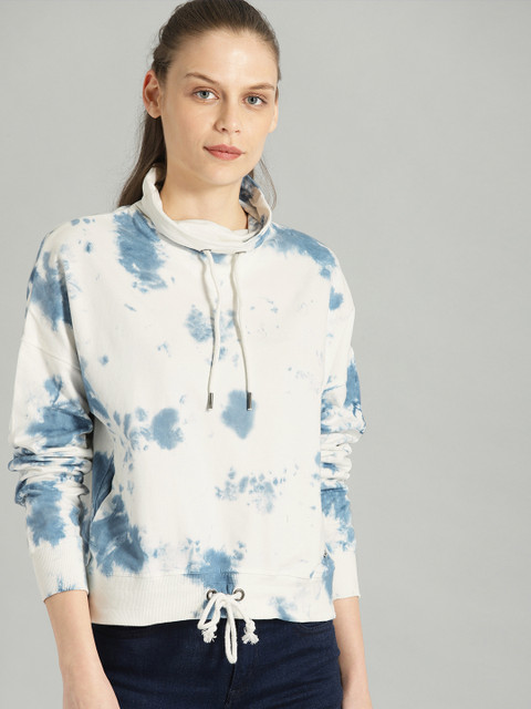 

Roadster Women White & Blue Printed Sweatshirt