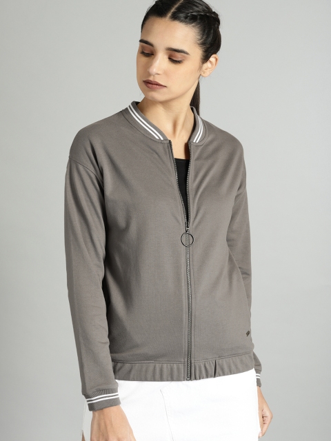 

Roadster Women Grey Solid Sweatshirt