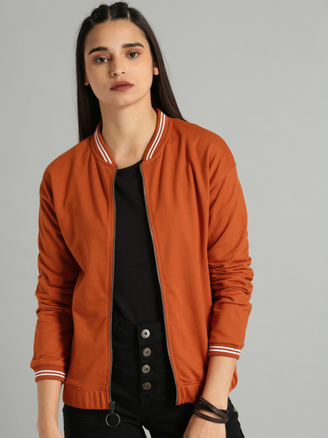 

Roadster Women Rust Orange Solid Sweatshirt