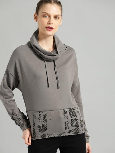 

Roadster Women Grey & Black Printed Pullover Sweatshirt