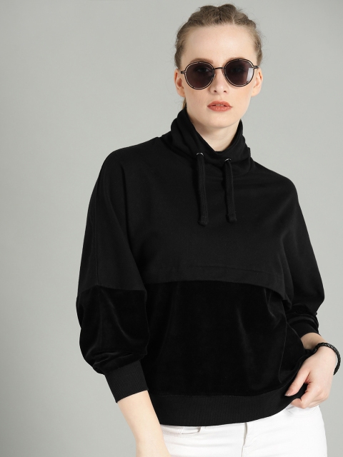 

Roadster Women Black Solid Pullover Sweatshirt