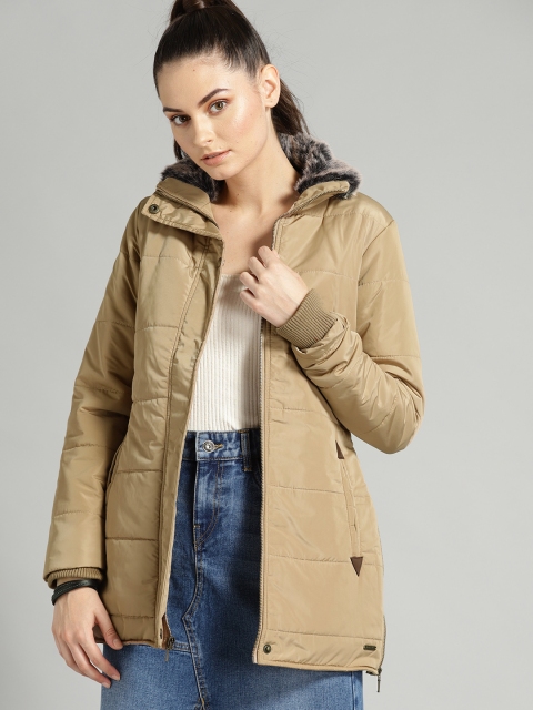 

Roadster Women Beige Solid Padded Jacket