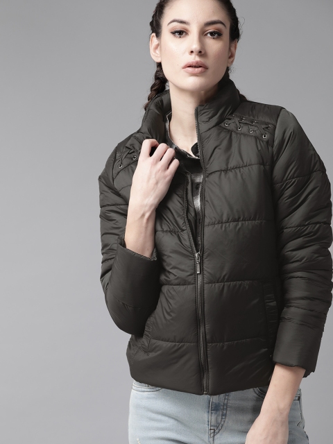 

Roadster Women Black Solid Padded Jacket