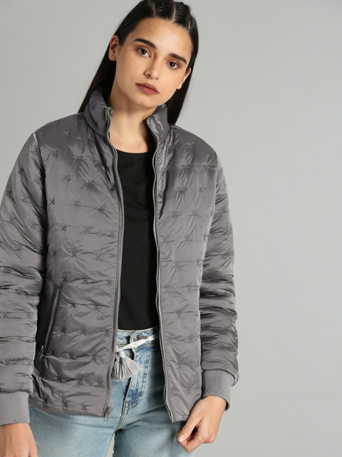 

Roadster Women Grey Solid Puffer Jacket