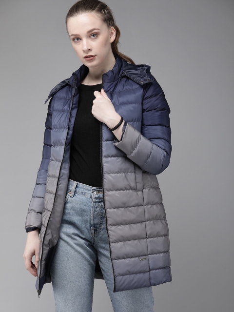 

Roadster Women Navy Blue Solid Ombre Jacket