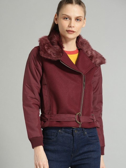 

Roadster Women Maroon Solid Parka Jacket