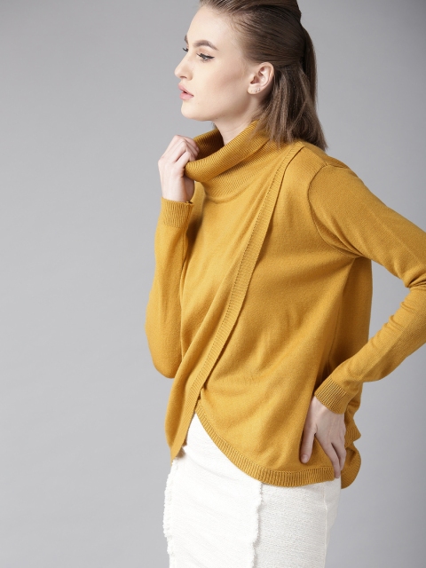 

Roadster Women Mustard Yellow Solid Layered Pullover