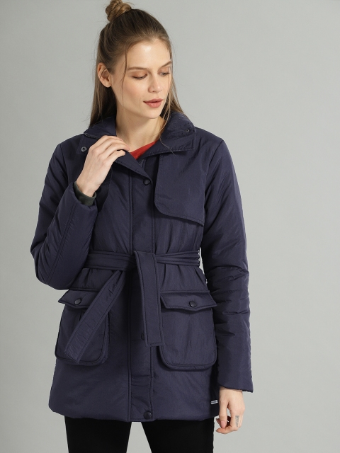 

Roadster Women Navy Blue Solid Puffer Jacket