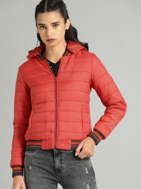 

Roadster Women Rust Red Solid Puffer Jacket