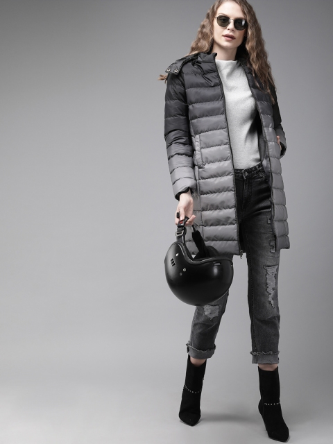

Roadster Women Grey Solid Puffer Jacket