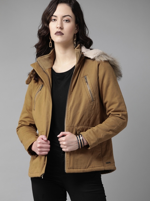 

Roadster Women Khaki Solid Parka Jacket