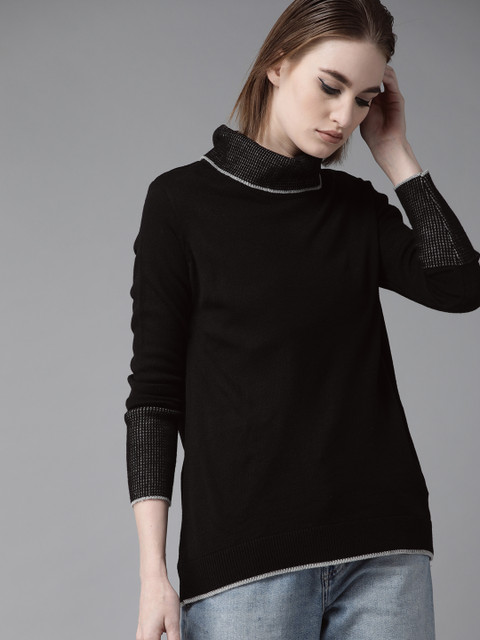 

Roadster Women Black Solid Sweater