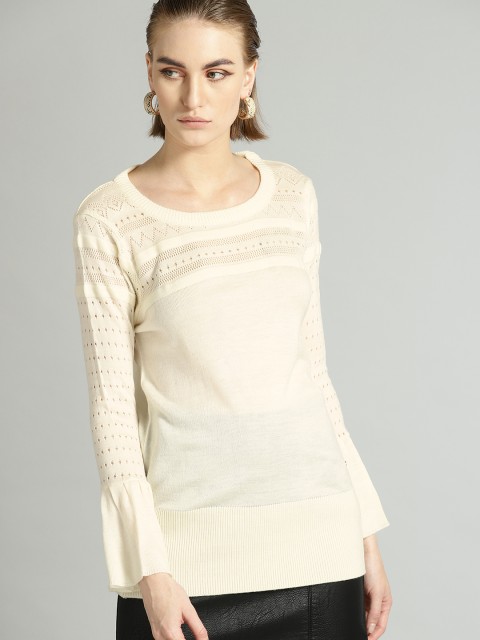 

Roadster Women Cream-Coloured Solid Sweater