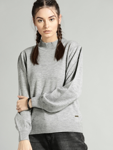 

Roadster Women Grey Melange Solid Sweater