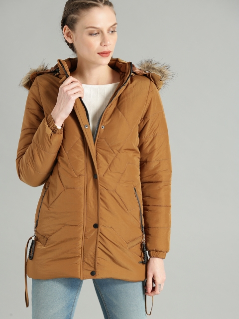 

Roadster Women Tan Brown Solid Puffer Jacket