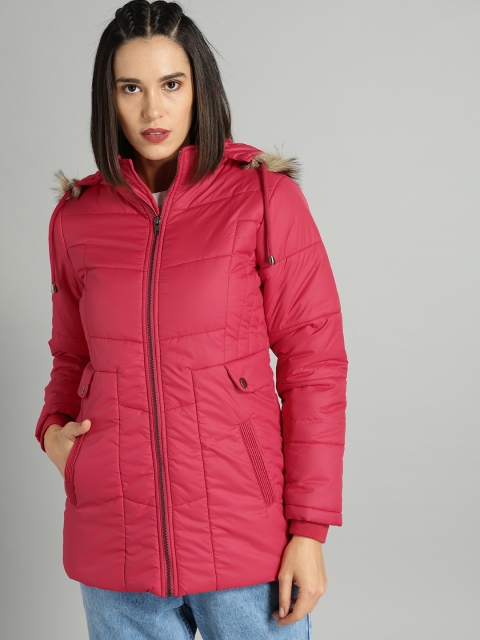 

Roadster Women Pink Solid Parka Jacket