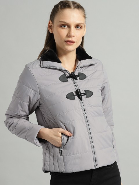

Roadster Women Grey Solid Puffer Jacket