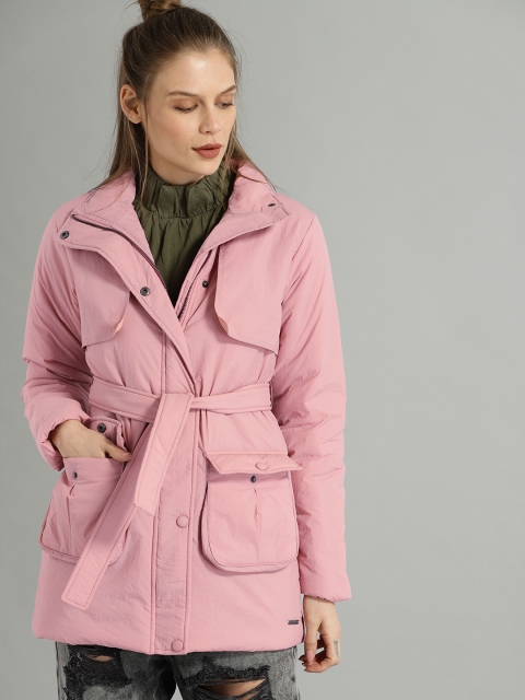 

Roadster Women Pink Solid Puffer Jacket