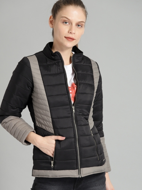 

Roadster Women Black & Grey Colourblocked Parka Jacket