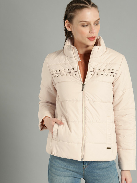 

Roadster Women Cream-Coloured Solid Puffer Jacket