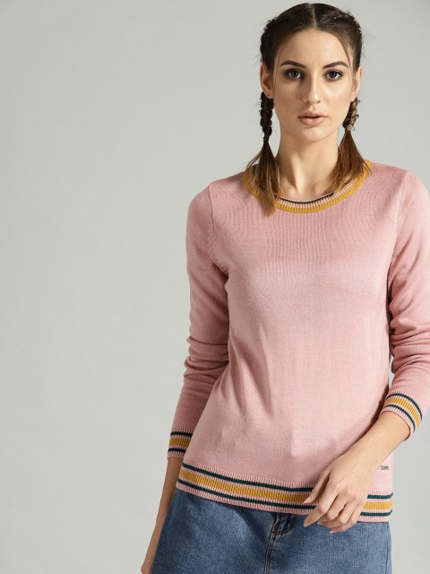 

Roadster Women Dusty Pink Solid Sweater