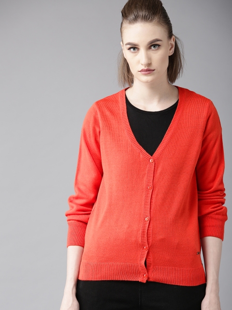 

Roadster Women Orange Solid Cardigan